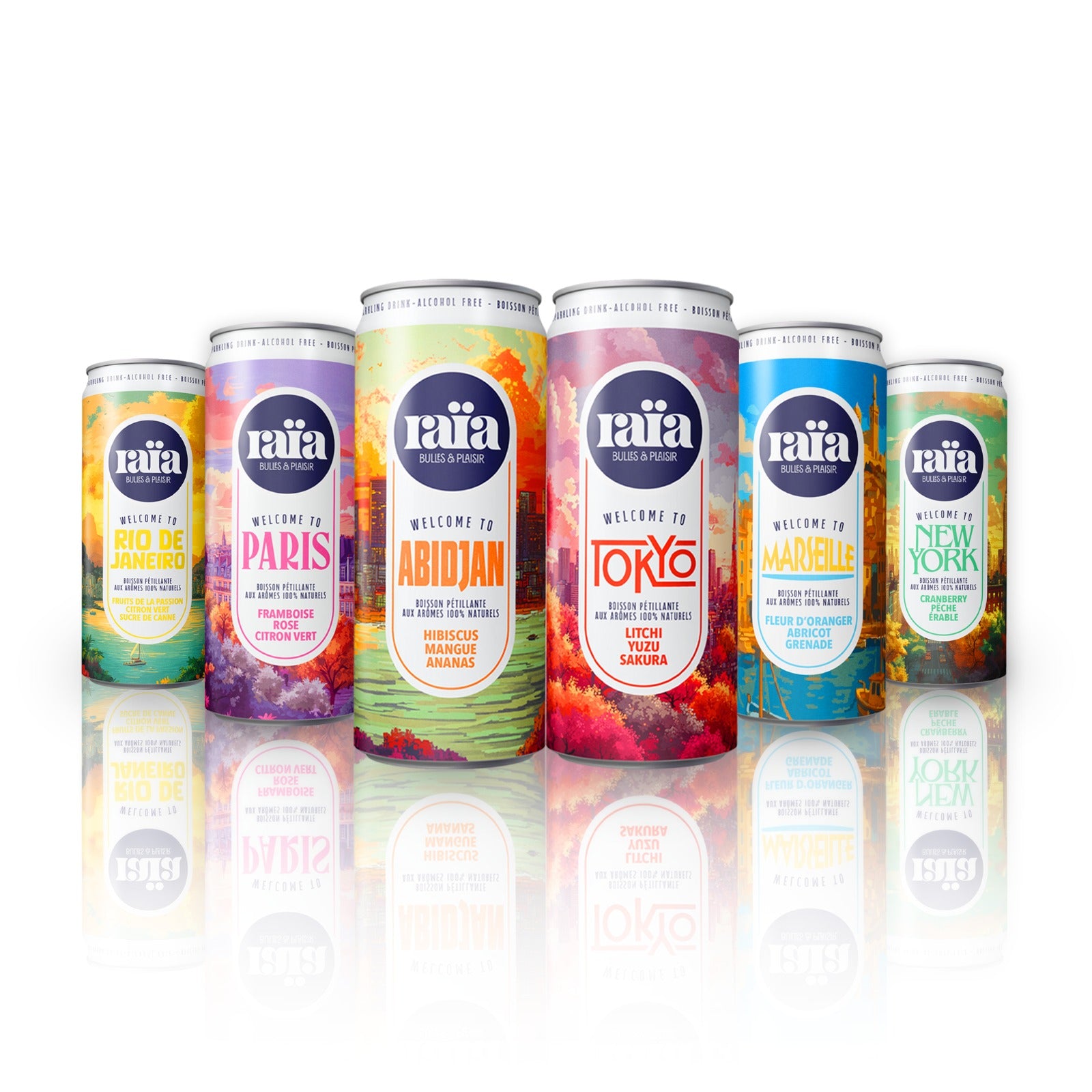 Pack Découverte RAÏA 6 boissons pétillantes saveurs du monde 33cl dégustation